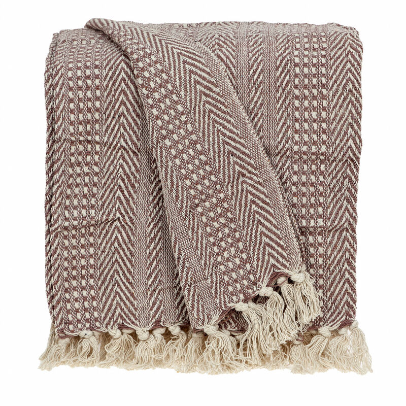 HomeRoots Brown and Beige Woven Herringbone Handloomed Throw image number 0
