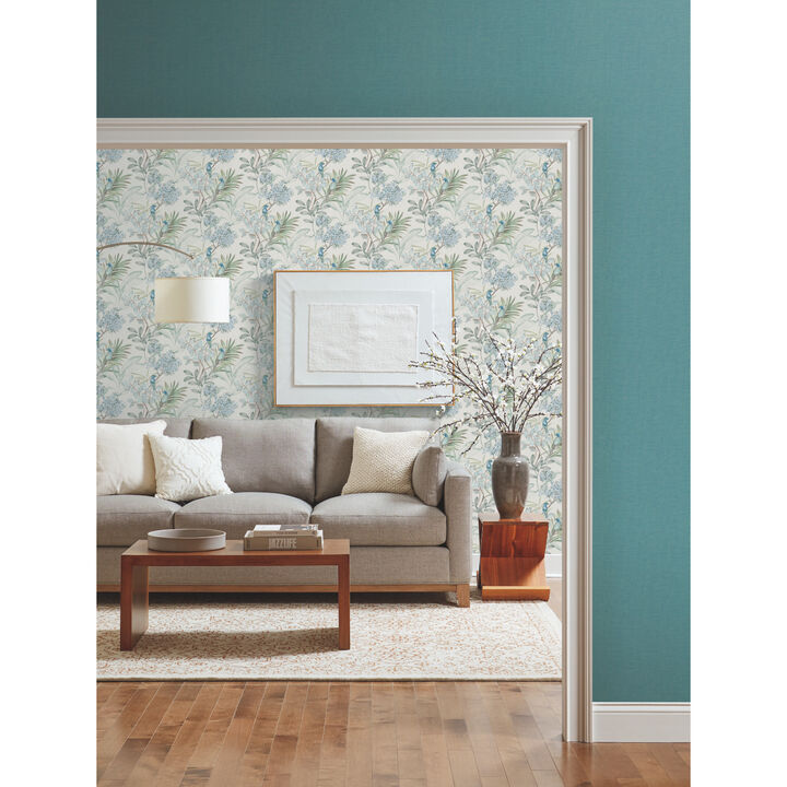 Handpainted Songbird Turquiose Wallpaper