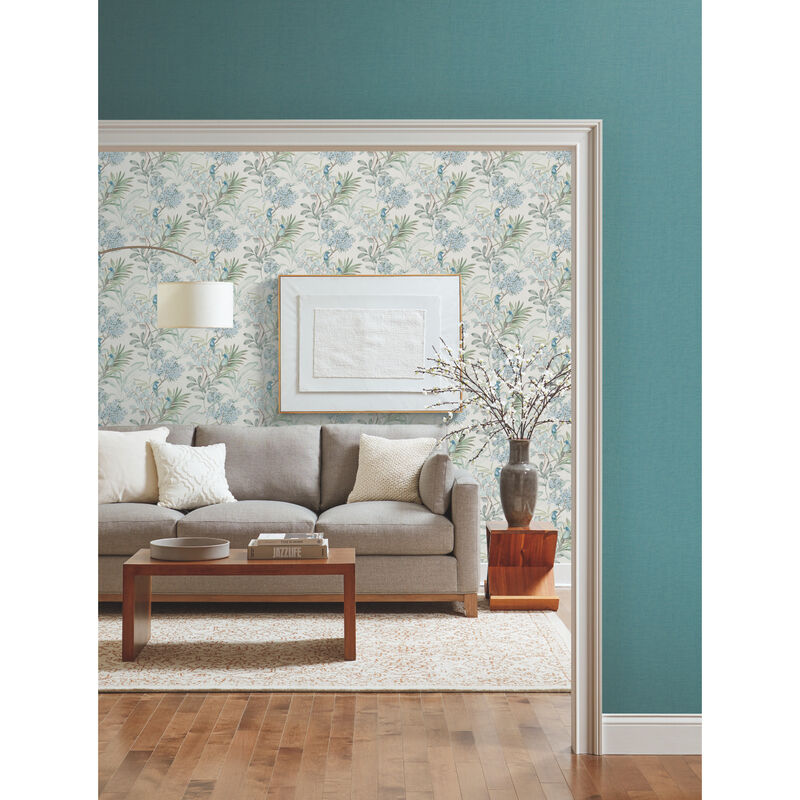 Handpainted Songbird Turquiose Wallpaper image number 1