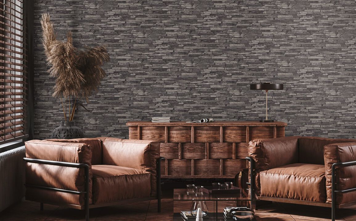 The Bricks And More Rocky Retreat Motif Silver Grey Wallpaper BB51146