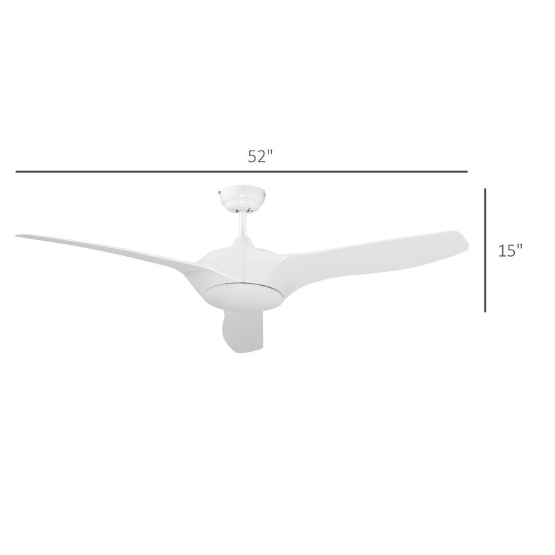White Modern Lighting: Ceiling Fan with LED Light and Remote with Remote Controller