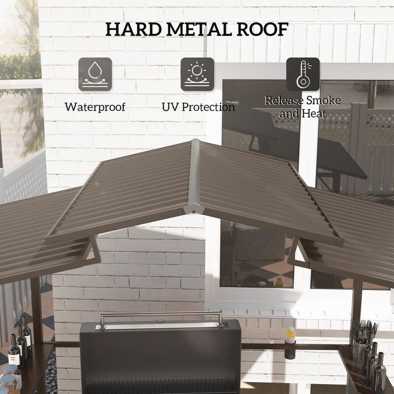 Hivvago Backyard Grill Gazebo 8x5 with Shelves image number 3