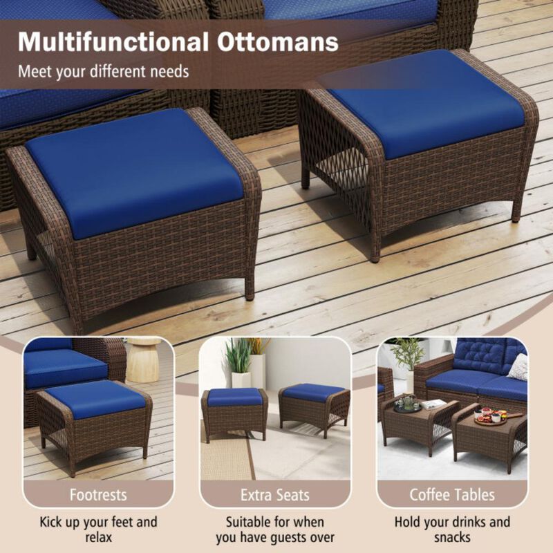 Outdoor Patio Ottomans with Removable Cushions for Garden or Backyard Seating image number 5