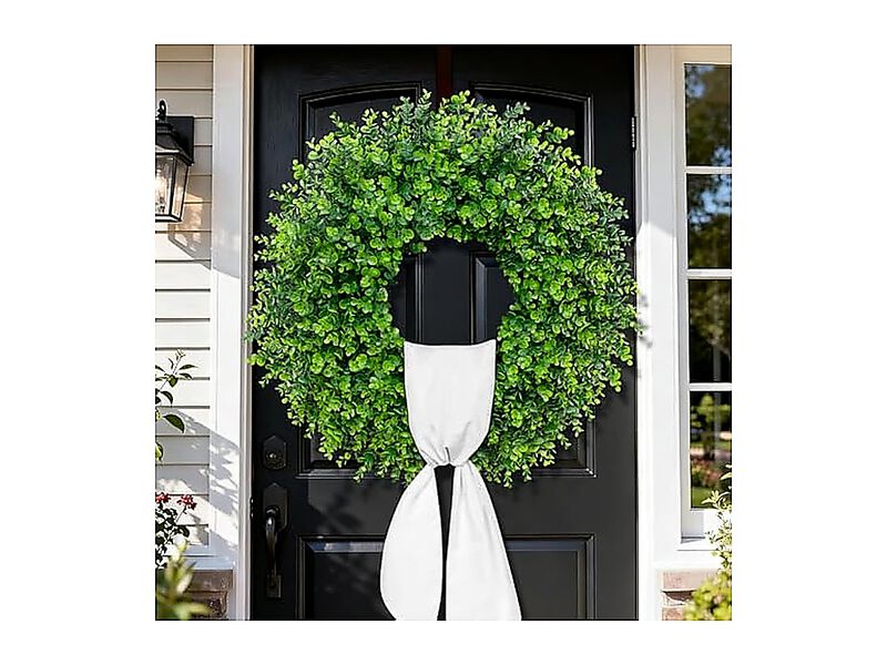 28 Large Boxwood Wreaths Front Door Artificial Green Spring Wreath Sash Greenery image number 2
