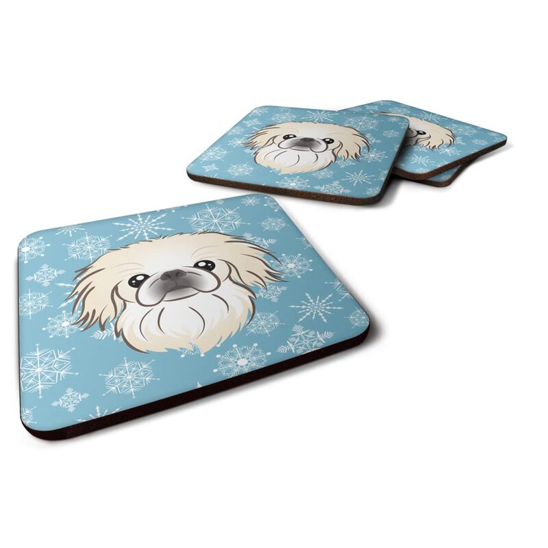 Caroline's Treasures BB1655FC Snowflake Pekingese Foam Coasters (Set of 4), 3.5, Multicolor