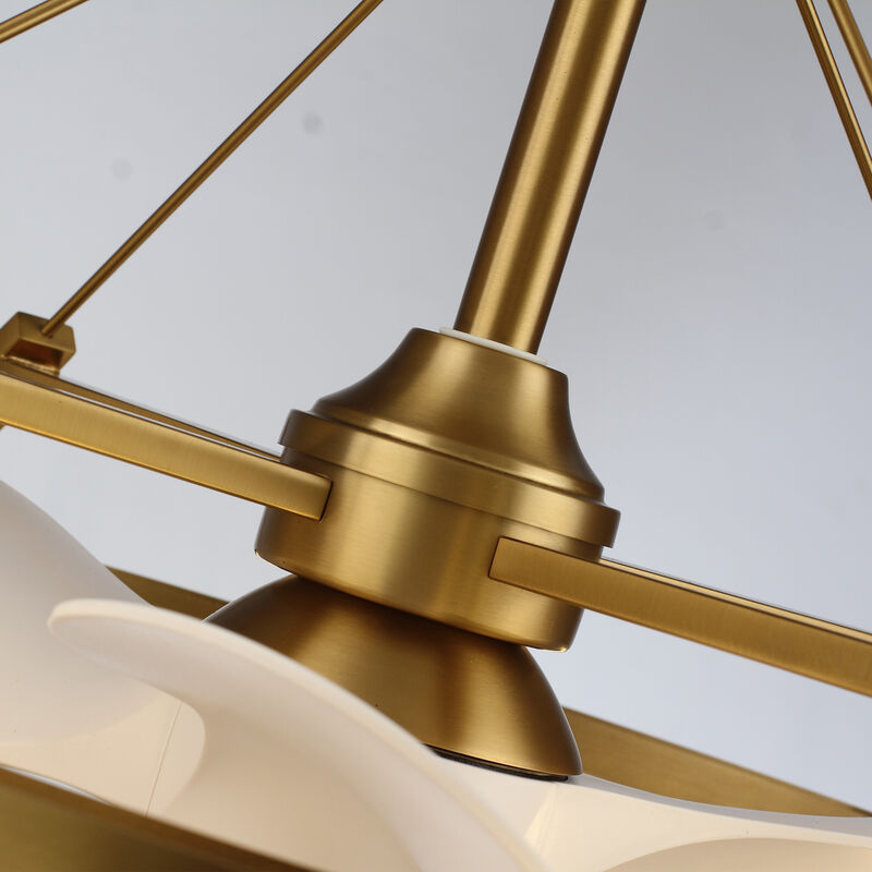 30 in. Plated Brass Integrated LED Dimmable Wheel Ceiling Fan with Light and Remote