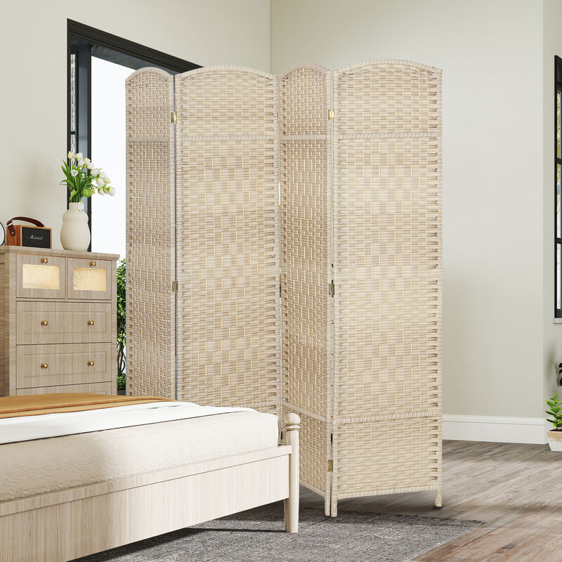 Hivvago 6' Tall Freestanding Wood Privacy Screen with 4 Panels image number 7