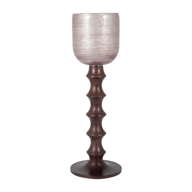 Glass, 24" Wooden Base Hurrican, Blush image number 0