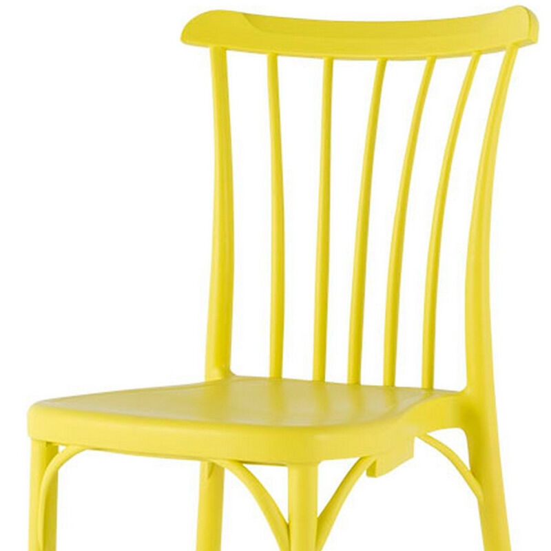 HomeRoots Set of Two Yellow Heavy Duty Plastic Outdoor Stacking Dining Chairs image number 4