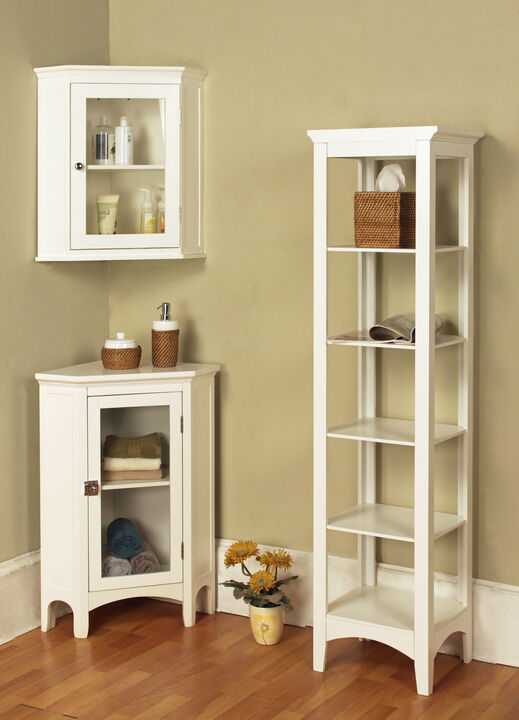 Teamson Home Madison Wooden Linen Tower with 5 Shelves, White