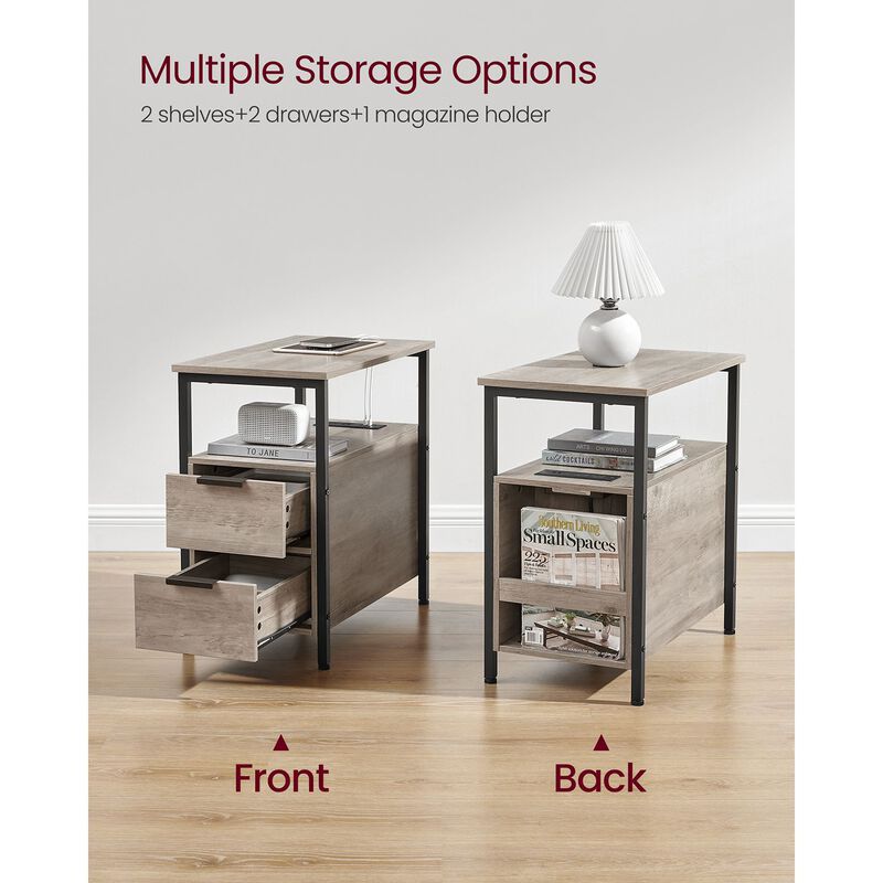 Side Table with Charging Station for Convenient Power Access and Modern Design