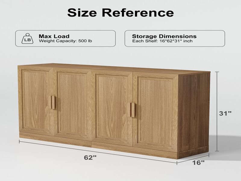 2-Piece Modern Minimalist Wood Grain Edge Cabinet, Multifunctional Storage with 3-Layer Shelves image number 5