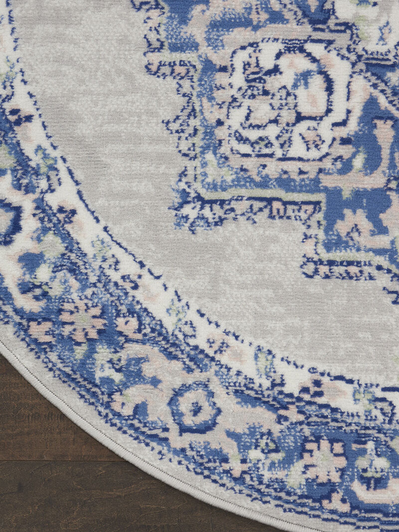 Whimsicle WHS03 Gray/Blue 5' x Round Rug