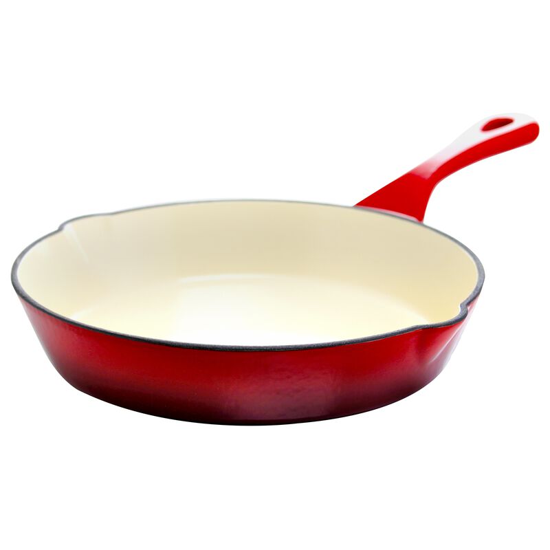 Crock Pot Artisan 8 in. Round Enameled Cast Iron Skillet in Scarlet Red