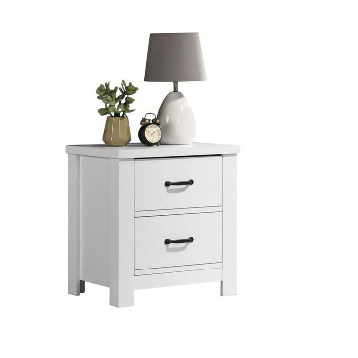 Lilola Home Cassini White 2-Drawer Nightstand Bedside Table