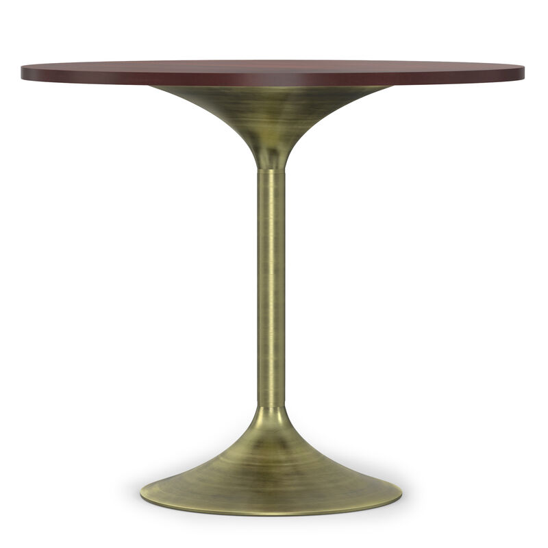 Radford SOLID MANGO WOOD and Metal - Base 36 inch x 36 inch Round Contemporary Dining Table in Walnut/Antique Brass image number 0