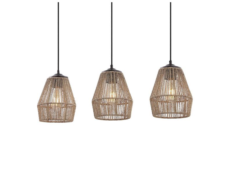 Ibiza 3-Light Woven Rope/Metal Bohemian Coastal LED Linear Pendant