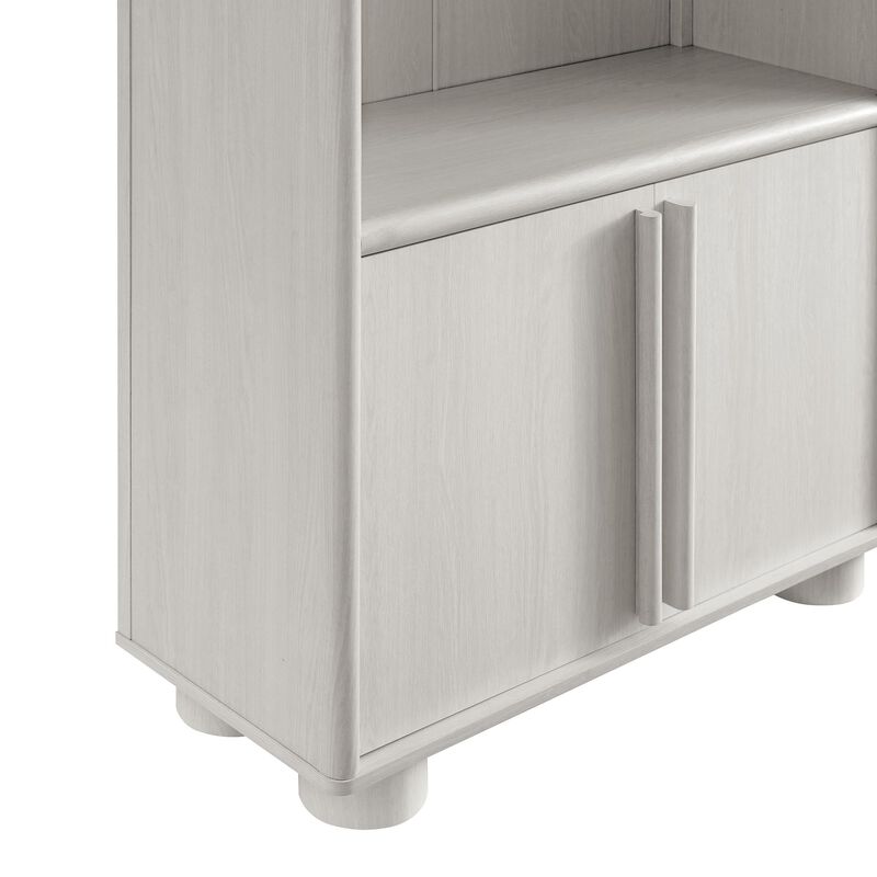 Modway Bellamy 79 Inch Tall Arched Bookcase with Storage in Ash &ndash; Arched Cabinet Bookshelf Bookcase with Open Display Shelves image number 8
