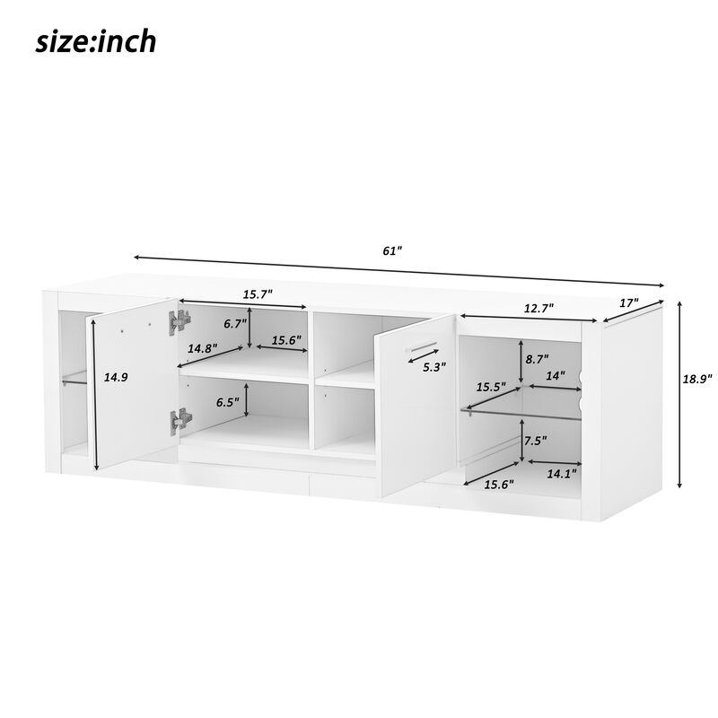 Merax Modern TV Stand with 2 Tempered Glass Shelves