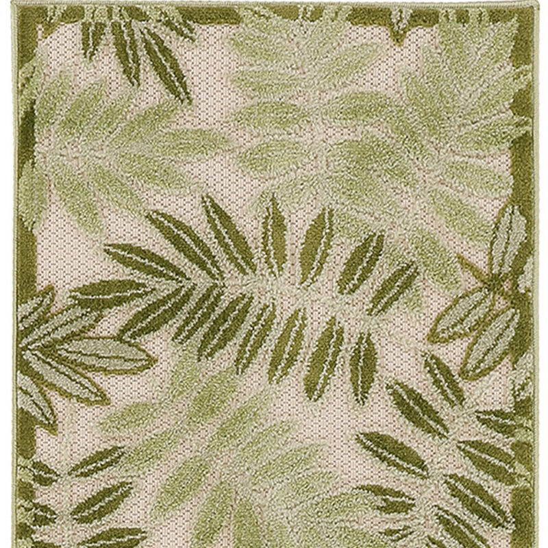 HomeRoots 6' Ivory And Green Palm Leaf Indoor Outdoor Runner Rug image number 2