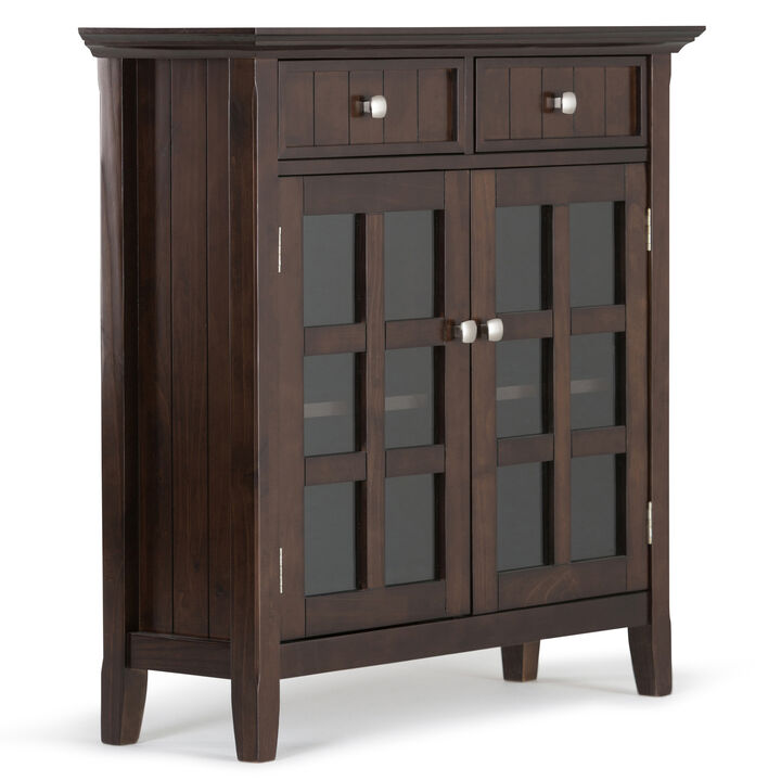 Acadian SOLID WOOD 36 inch Wide Transitional Entryway Hallway Storage Cabinet in Brunette Brown