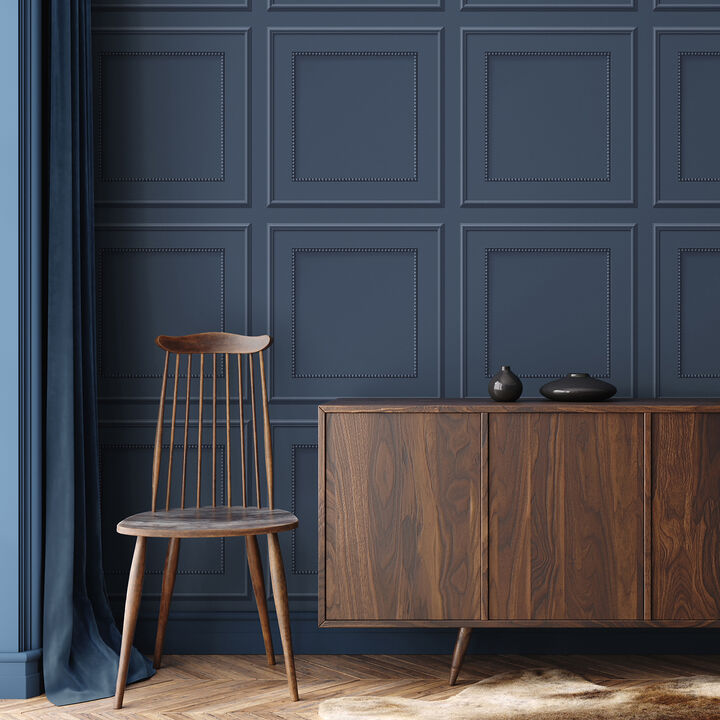 Cezanne Dark Blue Beaded Panel Wallpaper
