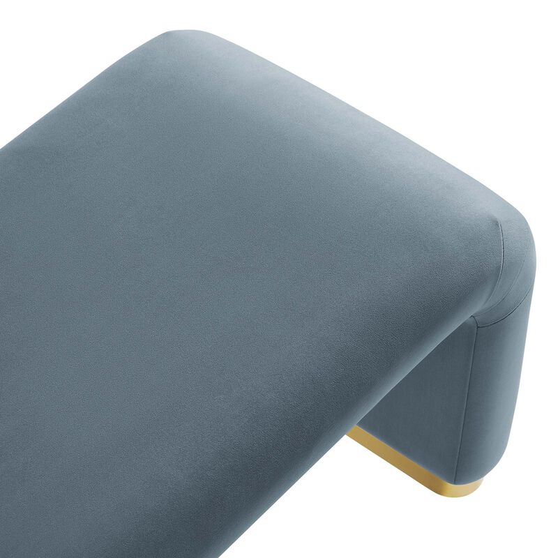 Modway EEI-6734-BRA-CAB Koda Performance Velvet Waterfall Long Bench, Brass Cadet Blue image number 6