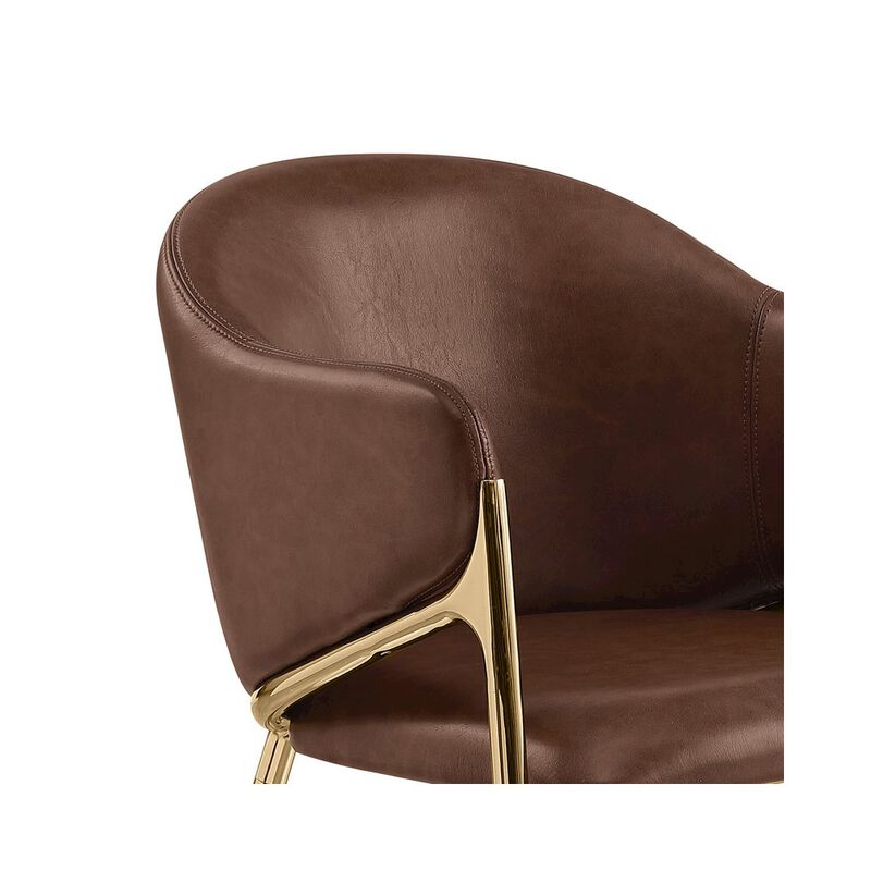 Best Quality Furniture Leather-Aire Side Chairs with Gold Chrome Set of 2 image number 1