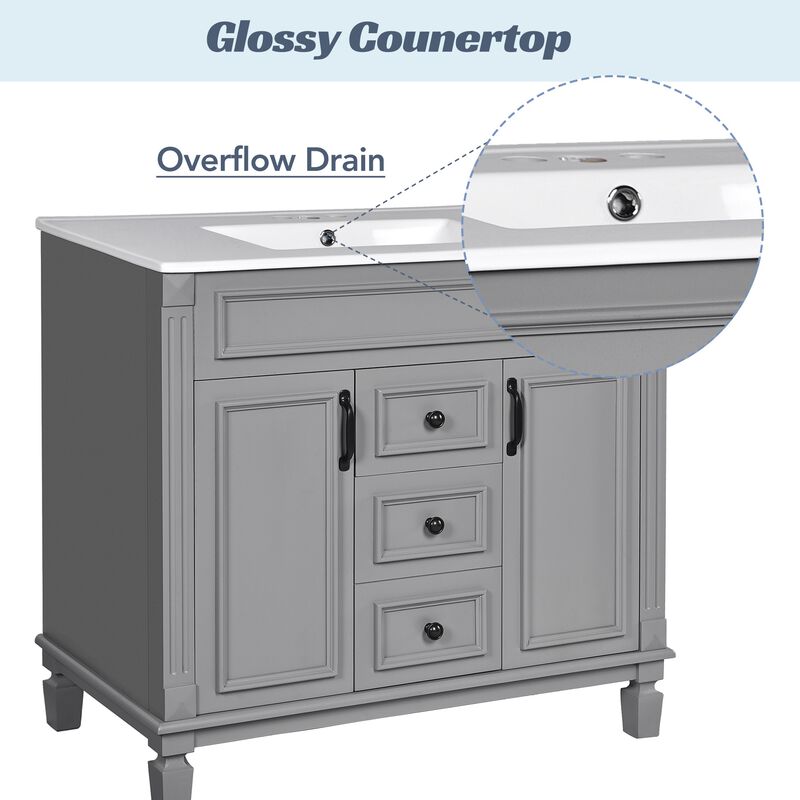 36 in. W Modern Bathroom Vanity with Sink and Top, 2 Soft-Close Doors and Storage Cabinet image number 4