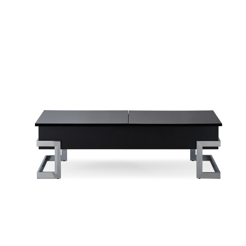Modern Iron Lift Top Coffee Table with Convenient Storage Shelf