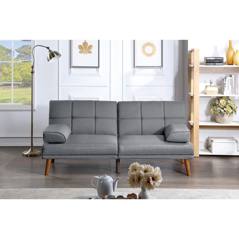 Blue Grey Color Polyfiber 2pc Sectional Sofa Set Living Room Furniture Solid wood Legs Tufted Couch Adjustable Sofa Chaise