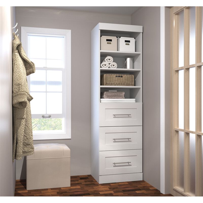 Bestar Pur 25 storage unit with 3-drawer set in White