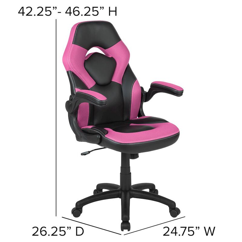 Flash Furniture Black Gaming Desk and Pink/Black Racing Chair Set image number 3