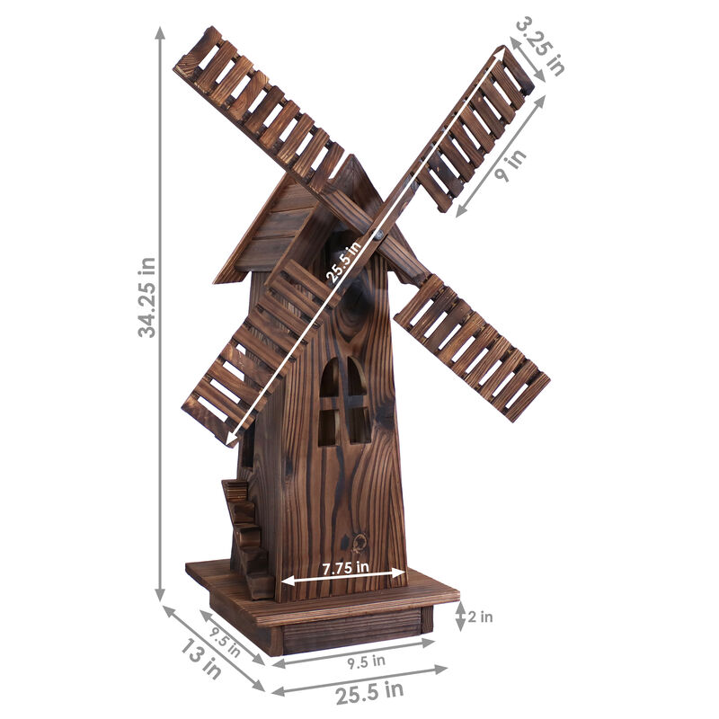 Sunnydaze Dutch Windmill Outdoor Decorative Wood Yard Art Statue - 39 in image number 5