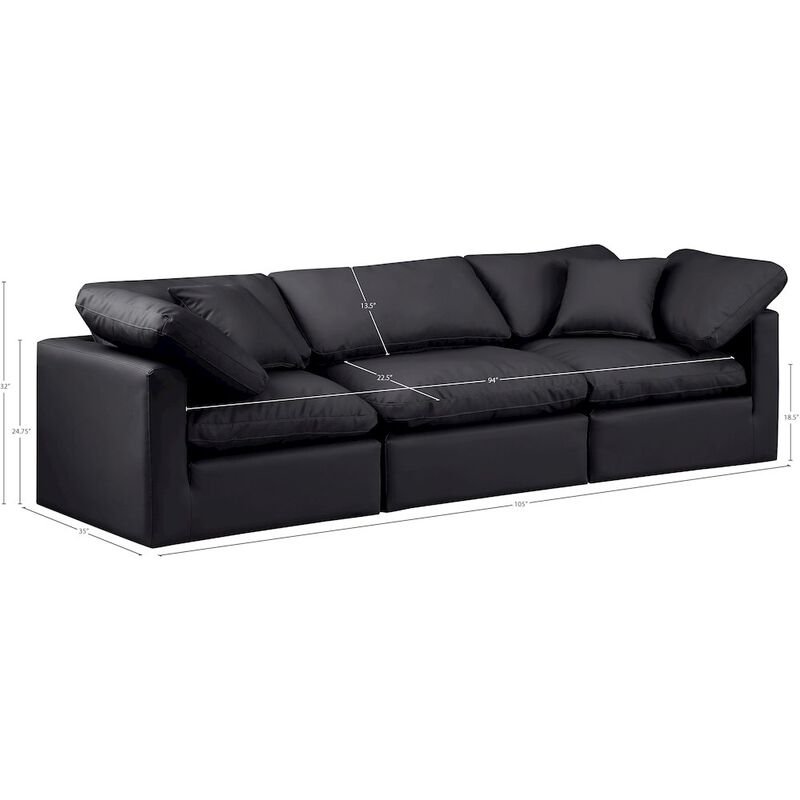 Meridian Furniture Indulge Black Vegan Leather Modular Sofa