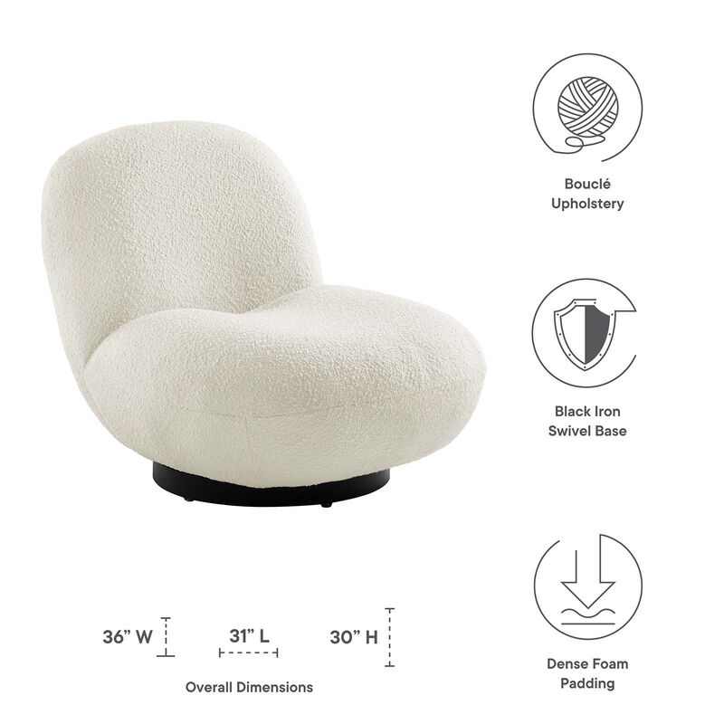 Kindred Boucle Upholstered Upholstered Fabric Swivel Chair White EEI-5486-BLK-IVO image number 3