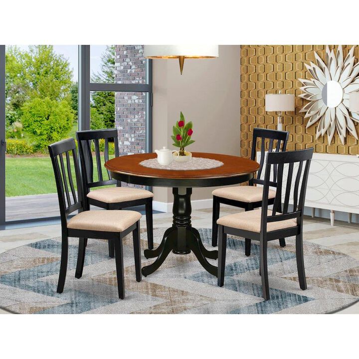 5 Pc set with a Dining Table and 4 Dinette Chairs in Black