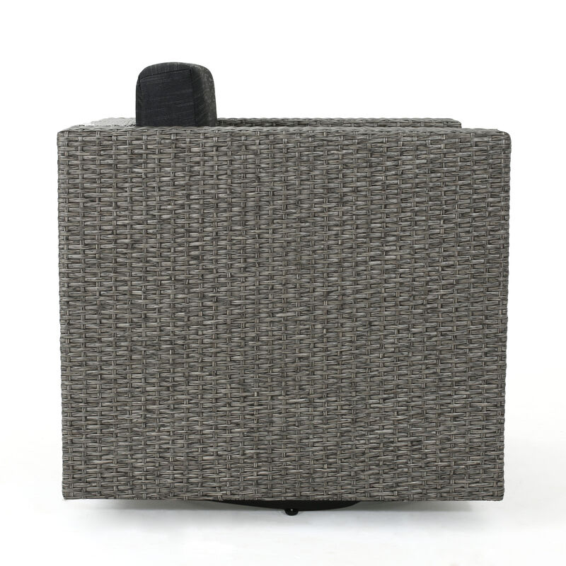 Christopher Knight Home Andrews Outdoor Wicker Swivel Club Chair with Water-Resistant Cushions image number 4