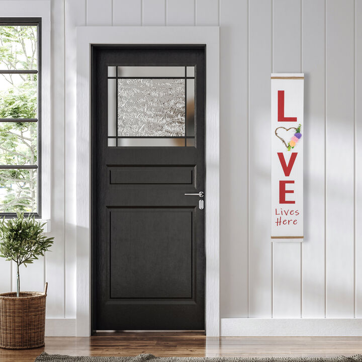 Floral Heart "Love Lives Here" Wooden Valentine's Day Sign - 39.25"