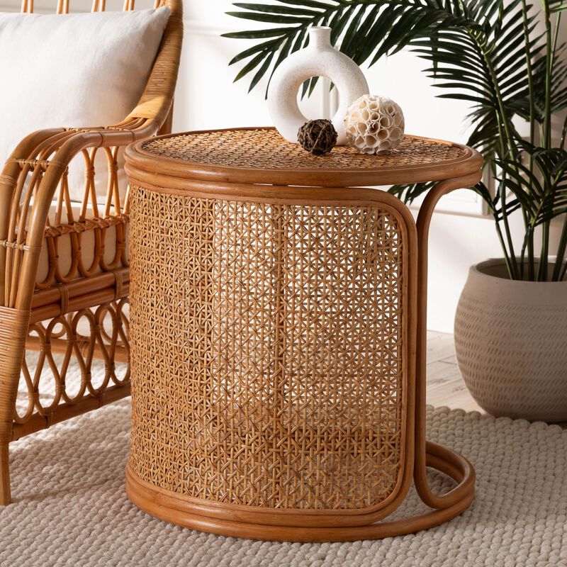 Bali & Pari Eldon Bohemian Honey Rattan Large End Table