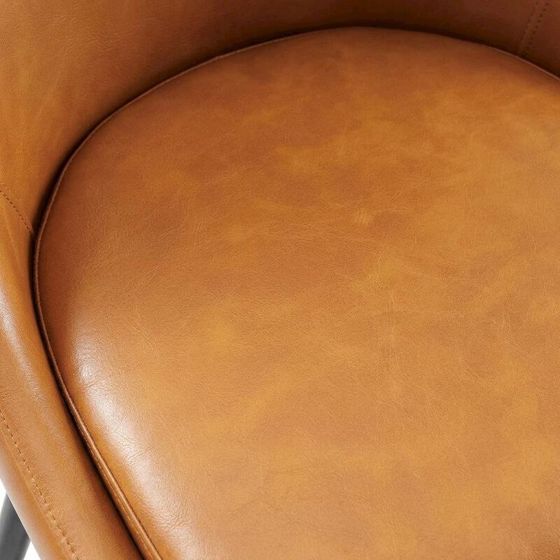 Vegan Leather-Upholstered Dining Chair with Mid-Century Modern Style, Tan image number 5