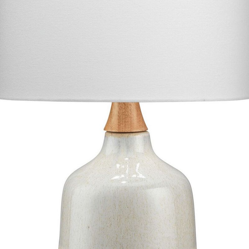 Table Lamp with Ceramic Bottle Shape Body, Cream - Benzara