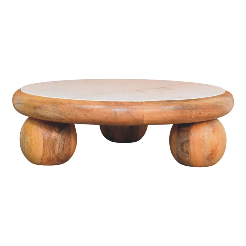 Artisan Furniture Solid Wood Bola Round Coffee Table , Brown image number 7