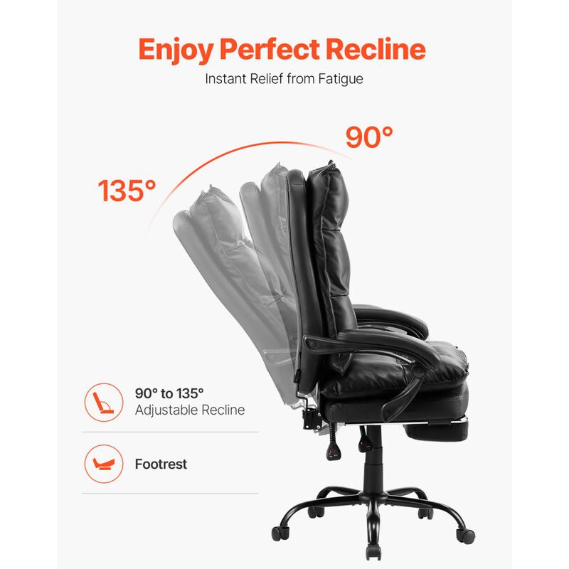 Executive Office Chair With Footrest With High Back Office Chair With Lumbar Pillow