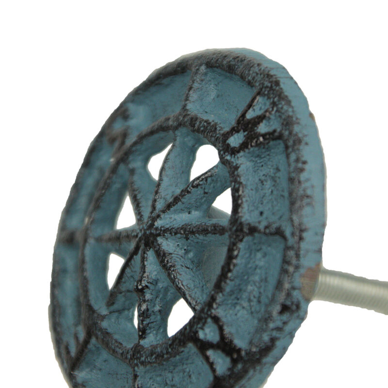 Set of 12 Light Blue Cast Iron Nautical Compass Rose Drawer Pulls: Functional and Stylish Hardware Coastal Knobs for Cabinets, Dressers, and Furniture image number 2