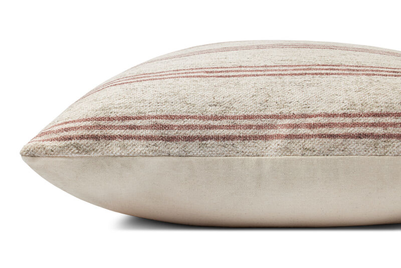 Zephyr PAL0040 Natural/Wine 22''x22'' Polyester Pillow by Amber Lewis x Loloi, Set of Two