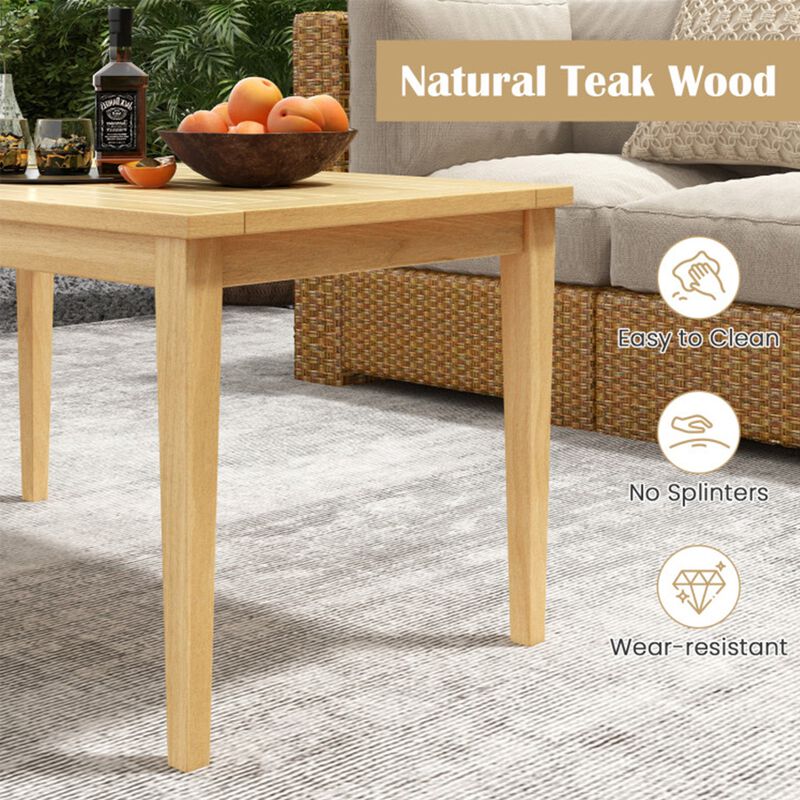 20"x35.5" Outdoor Teak Wood Coffee Table with Slatted Top for Balcony image number 2
