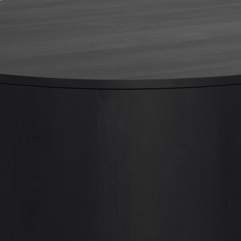 Millbury SOLID MANGO WOOD 36 inch Wide Round Contemporary Drum Coffee Table in Black, Fully Assembled