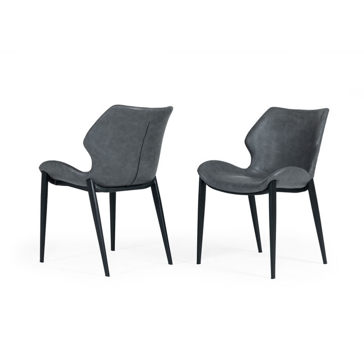 Instone Industrial Dark Grey Eco-Leather Dining Chair (Set of 2)