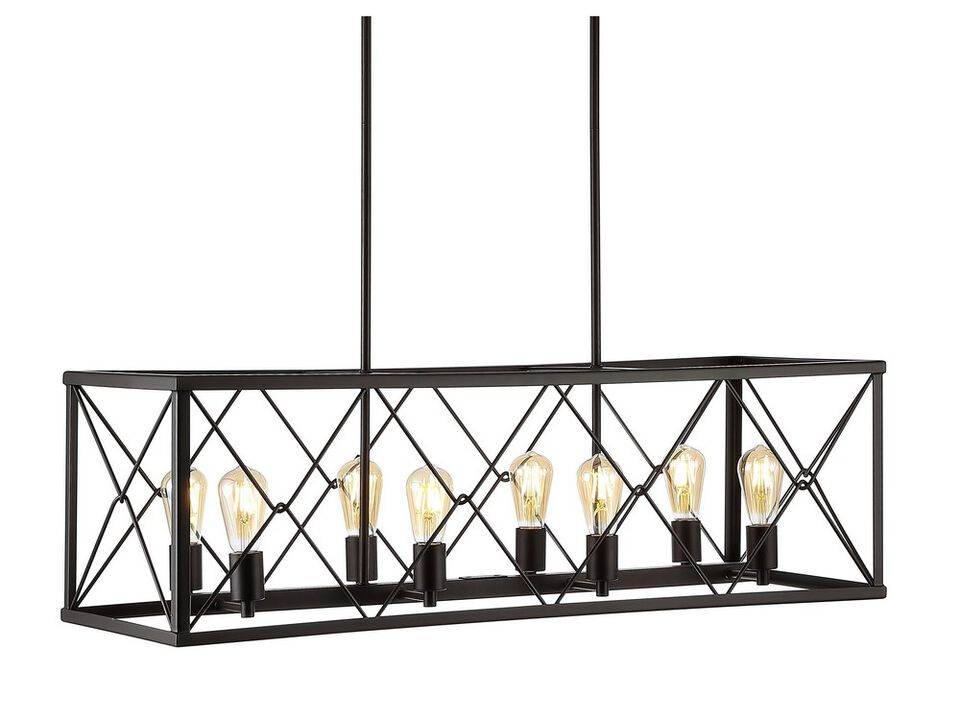 Galax 39" 8-Light Adjustable Iron Farmhouse Industrial LED Dimmable Pendant, Oil Rubbed Bronze